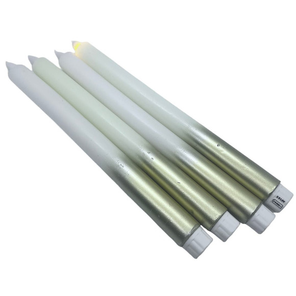 2 Handmade Bronze Toned Christmas Candle Holders and 4 Real Wax LED Candles - Picture 3 of 4